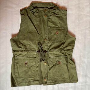Olive Denim Cargo Vest